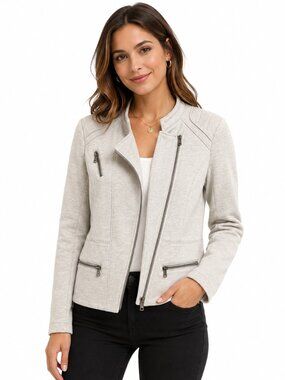 2/$30 Gap Grey Asymmetrical Zipper Moto Jacket Sz M